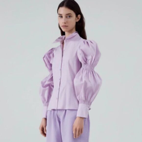 ZARA ELASTIC TRIM POPLIN SHIRT - Picture 14 of 15